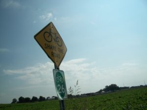 A “Share the Road” sign in Limestone County. 