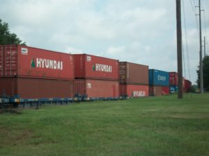 A freight train nearing the International Intermodal Center in Southwest Huntsville.