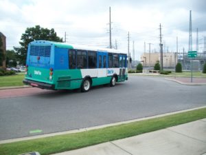 A Shuttle bus in Downtown Huntsville.